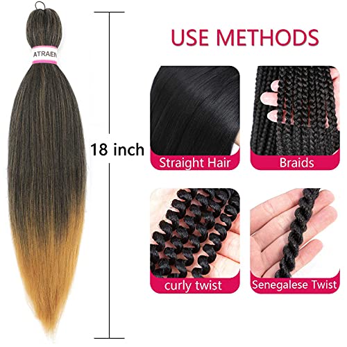 Pre-Stretched Braiding Hair 18 Inch Ombre T1B/27 Yaki Texture 8 Packs