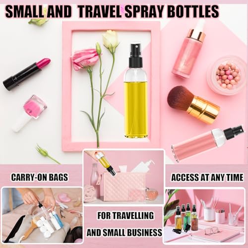EVANCENT 50Pack 4oz Spray Bottles Plastic, 120ml Small Spray Bottle Bulk Black Fine Mist Sprayer, Portable Empty Refillable Containers Cosmetic Bottles for Plants, Cleaning, Misting & Skin Care