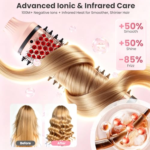 Infrared Ionic Hair Brush for Fine Hair - 85W 100M+ Negative Ions, 5 Temp Settings