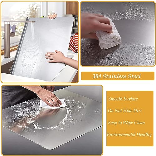 31.5”x 19.7” Stainless Steel Chopping and Kneading Board with Lip and Rolling Pin