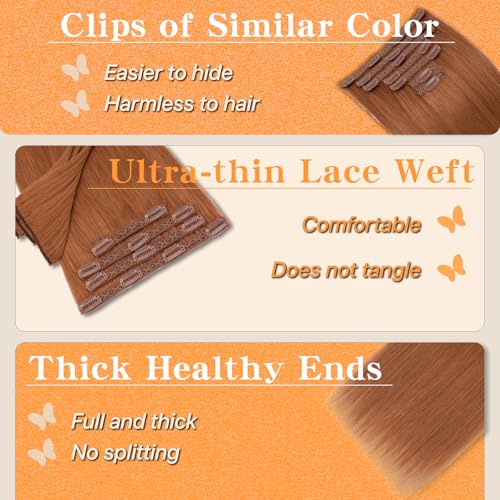 Clip-in Hair Extensions Long Straight 85g 10 Inch Dark Auburn #33 - Remy Human Hair