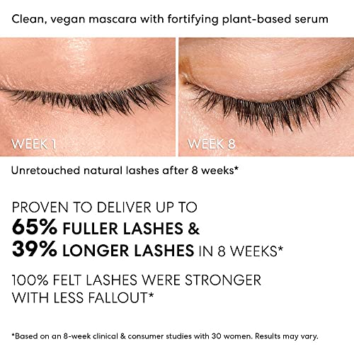 bareMinerals Strength & Length Serum-Infused Black Mascara with Plant-Based Lash Serum, Lengthens, Lifts & Defines for Healthier Lashes, Vegan, Safe for Contact Lens Wearers