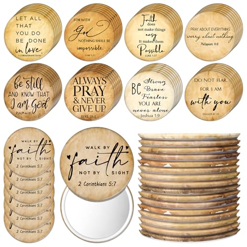 Christian Compact Mirrors Bulk 54 Pcs with Bible Verses & Quotes - Tiny Portable Faith Reminders Variation of THIS listing 54