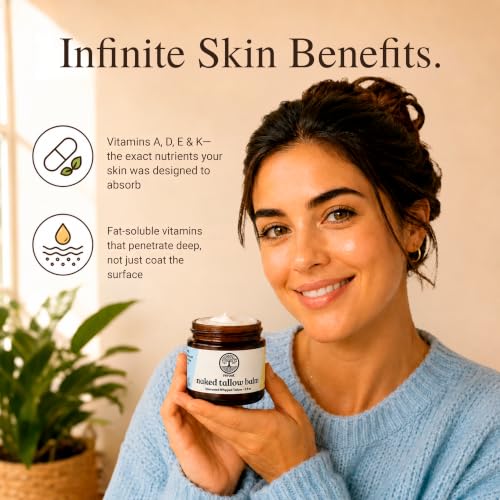 Unscented Grass-Fed Beef Tallow Balm for Skin 2oz - Whipped Moisturizer & Eczema Relief