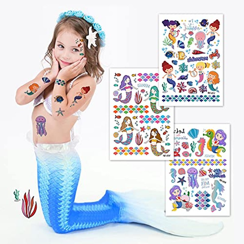 250+ Temporary Tattoos for Kids, Uni cor Mermaid Outer Space Dinosaur Glitter Tattoo, Boy Girl Birthday Party Favors Supplies, Stocking Stuffers Goodie Bag Filler