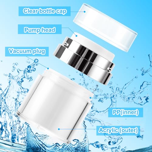 10 Pack 1 Oz Airless Pump Jars for Skincare & Cosmetics - Travel-Size Lotion Dispensers