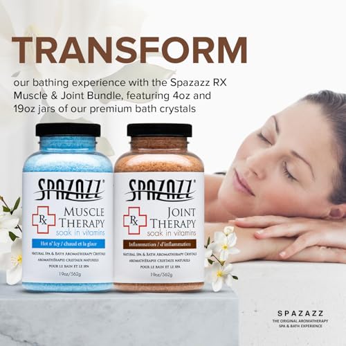 Spazazz RX Therapy Joint & Muscle Spa Salts with 5-Point Handheld Massager | Aromatherapy Bath Crystals