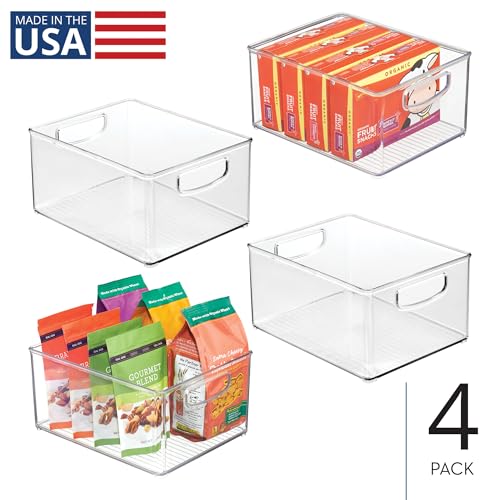 iDesign Stackable Storage Bin with Handles - Clear Set of 4