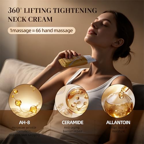 Angel Silk AH-8 Firming Neck-Eye Cream Bundle, Tightening & Revitalizing Set, Electric Massage Eye Cream with Red Light, Firm Smooth of Eye Fine Lines, Anti-Wrinkle Deep Moisturizing Skincare