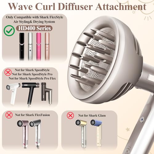Shark FlexStyle Wave Curl Diffuser Attachment for HD400 Series - Bouncy, Defined Curls