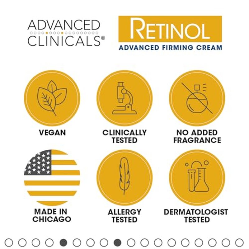 Advanced Clinicals Retinol Firming Cream + Retinol Travel Size Firming Cream + Vitamin C Brightening Face Gel Cream Set