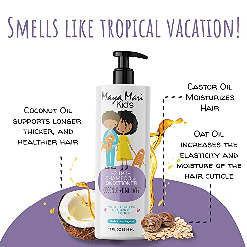 Kids Curly Hair Set with 2-in-1 Shampoo & Conditioner and Leave-In Coconut Scent