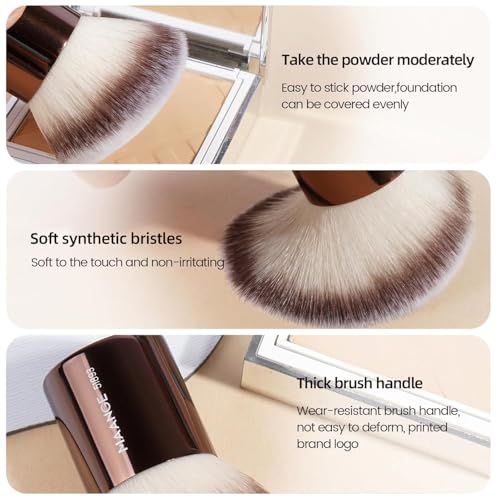 MAANGE 20 PCS Foundation Makeup Brush Set, Double-ended Kabuki Contour Brush for Liquid Powder Concealer Blending Blush Face Makeup Tools (Coffee)