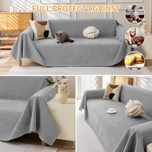 Deep Dream Waterproof Cat-Scratch Resistant Couch Cover 71x150 Light Grey