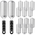 14 Pack Silver Foot File Pedicure Tool Set - Rustproof Callus Remover