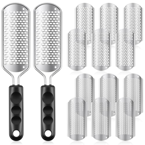 14 Pack Silver Foot File Pedicure Tool Set - Rustproof Callus Remover