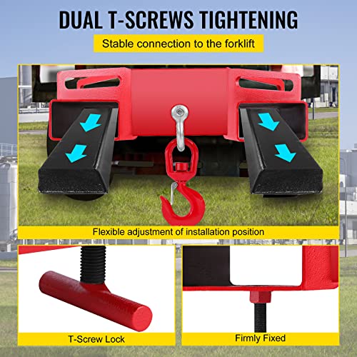 6600LBS Forklift Lifting Hook with Swivel, Heavy Duty Carbon Steel, Red