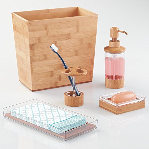 iDesign Rectangular Bamboo Waste Basket - Pack of 1, 10.5 x 5.75 x 10 Inches, Natural Wood Finish