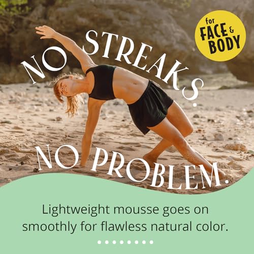 Skinerals Natural Tan Self Tanner Mousse 8 oz - Organic, Streak-Free Quick-Dry Face & Body (Natural Tan)