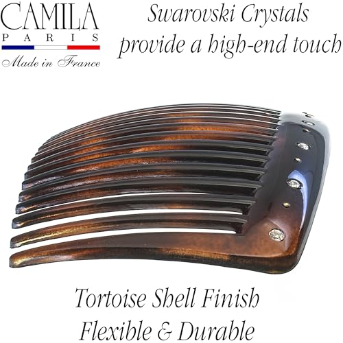 Hair Side Comb Tortoise Shell with Crystals - 4 Inch French Twist Hair Clips