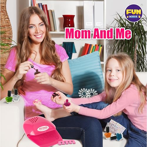 Kids Nail Art Kit with Peelable Polish & Nail Dryer - Fun Girls Craft Set