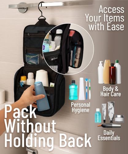 2 Pack Black D&D Wanderlust Travel Toiletry Bags for Women & Men Large Organizer