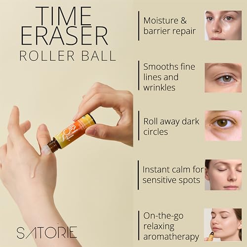 Satorie 2-Pack Organic Castor & Frankincense Oil with Rose Quartz Rollerball - USDA Certified Essential Blend Oil Roll-On, for Face, Under Eyes, Anti-aging, Dark Circles