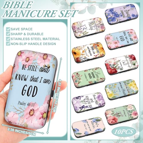 Colorful Christian Gift Sets for Women - Floral Bible Nail Care Kit - 10 Pieces