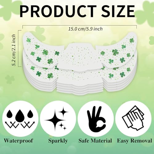 St Patricks Day Accessories, Green Shamrock Temporary Face Glitter Freckles Tattoos,St Patty's Green Face Tattoos Sparkle Glitter Makeup,Saint Patrick's Day Outfit for Women,6 PCS