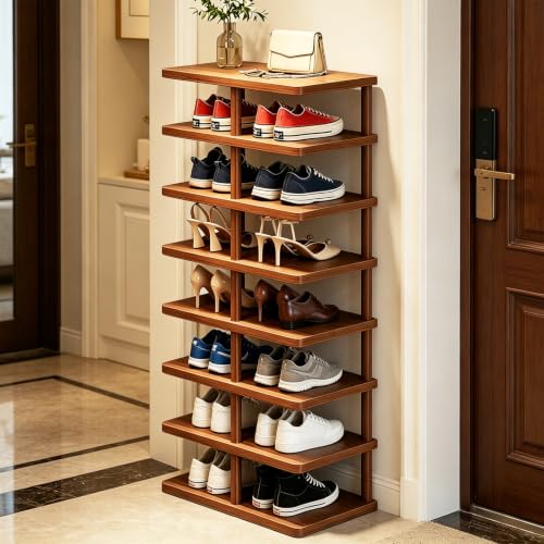 Vertical Shoe Rack 8 Tiers Tall Shoe Shelf for Closet Entryway Space Saving