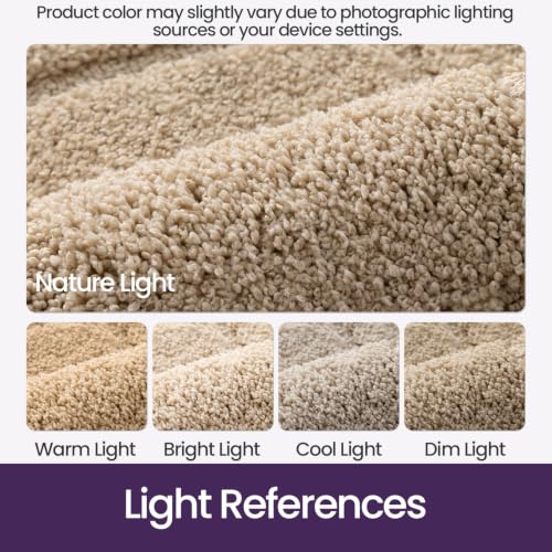 DEXI Beige Bathroom Runner Rug 72x24 Non-Slip Microfiber Bath Mat