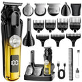 Gzbdz 6-in-1 Waterproof Men’s Beard & Hair Trimmer Kit with T-Blade, Nose & Body Groomer