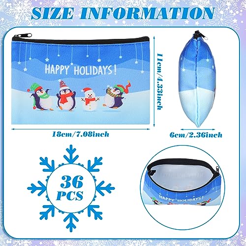 Abbylike 36 Pcs Christmas Makeup Bags Bulk Gifts Plaid Cosmetics Santa Gnomes Elk Snowman Xmas Purse Double Sided Goodie Bags for Women Travel Holiday Present,18 Styles