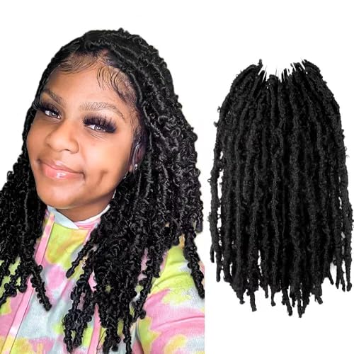 Butterfly Locs Crochet Hair 12 Inch - Black Women Hair Extensions, 8 Pcs, 1B