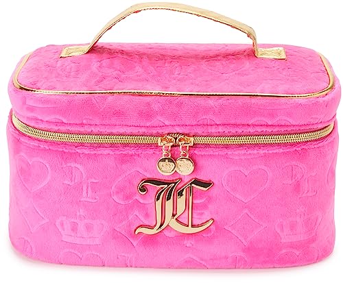 Pink Makeup Bag with Velour Train Case and Heart Crown