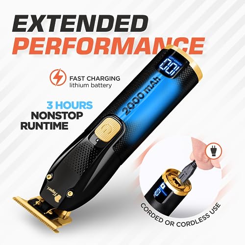 Men's Hair Trimmer Black Turbo Power with Zero Gap Blades - Precise Cutting