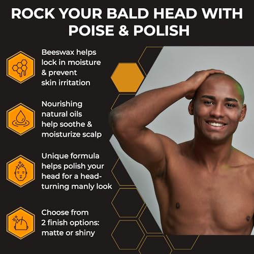 Bald Head Polish: Mens Aftershave Polish for Men, Waterproof Moisturizer for Bald Heads, Great for Father's Day, Christmas, Holiday, 4 OZ.