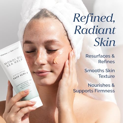 Exfoliating Face Scrub with Monoi Oil & Sea Kelp ? Clarifying & Firming Facial Exfoliator with Natural Pumice ? Vegan, Paraben-Free, 5.1 fl oz