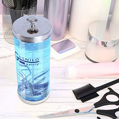 Comb-shaped Salon Disinfectant Jar (42 Oz) by Gusnilo ? Stainless Steel Tray Included, Fits Nail & Hairdressing Essentials