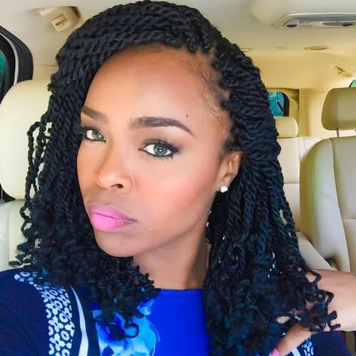 12 Inch Wavy Senegalese Twist Crochet Hair 8 Pack 1B# Synthetic Pre-Looped