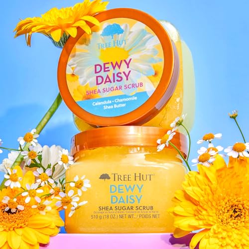 Tree Hut Dewy Daisy Gift Set, Exfoliating Body Scrub & Hydrating Body Spray, Skin Care Bundle, 18 & 6 fl oz