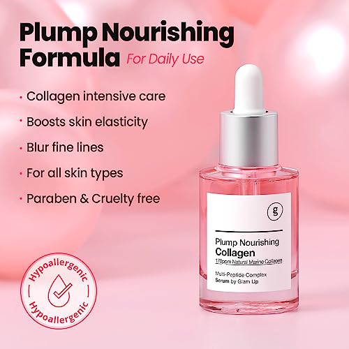 GLAM UP Marine Collagen Serum - Anti-Aging Face Serum with Hyaluronic Acid & Peptides, 30ml