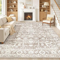 Soalmost 8x10 Light Brown Washable Area Rug for Living Room - Non-Slip, Soft, Pet-Friendly