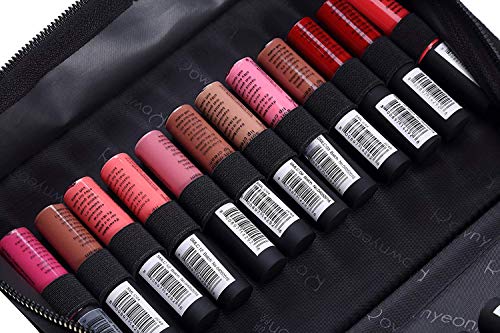 Lipstick Organizer Bag - Large Capacity Travel Makeup Case, 67 Slots, Black
