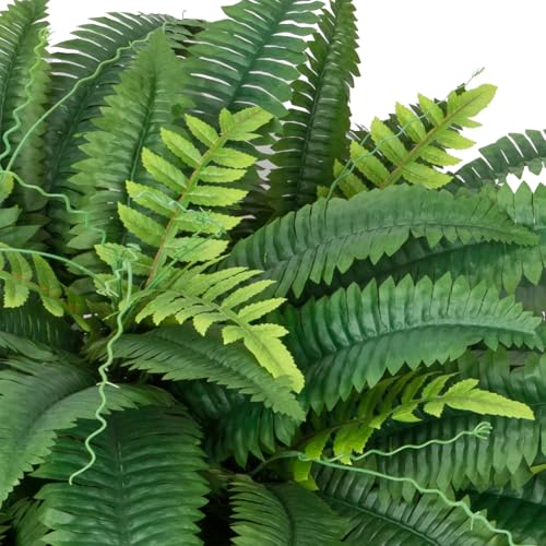 Large UV-Resistant Artificial Fern Plants - Outdoor 54 Inch Set of 2 with 102 Leaves Each