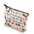 XYANFA New Zealand Gifts For Women - Travel & Makeup Bag (I'd Rather Be In New Zealand)