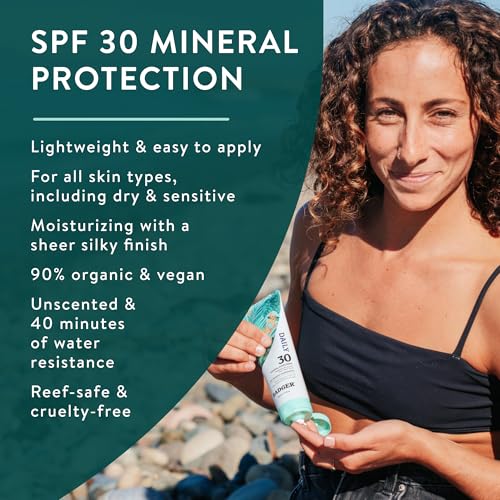 Badger Mineral SPF 30 Sunscreen Lotion - No White Cast, 4 fl oz, Organic, Reef Safe
