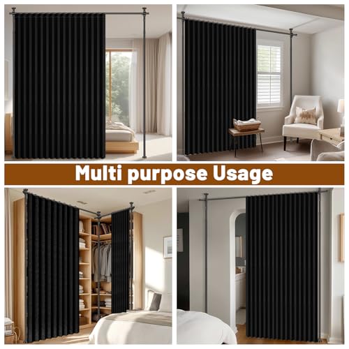 AJAZZ Blackout Room Divider Curtain Set 100"W x 84"L No Drill Privacy Partition