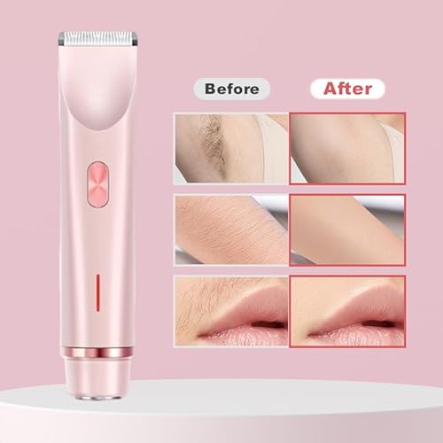 Bikini Trimmer for Women, Waterproof Electric Shaver ? Painless Pubic Hair Remover with Ceramic Blades, USB-C Rechargeable (Pink)
