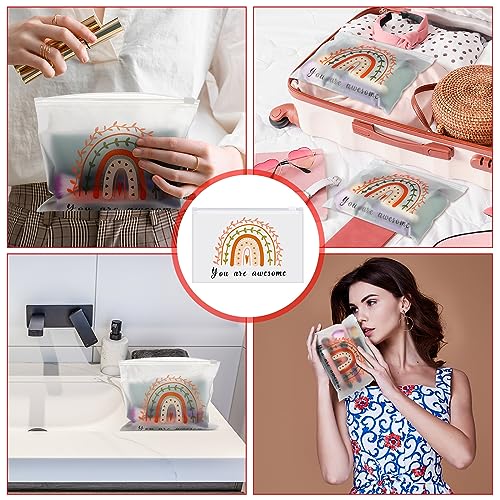 Sweetude 150 Pcs Makeup Bags Inspirational Gifts Bulk for Women Cosmetic Bag EVA Mother Party Favor Thank You Gifts Teacher Nurse Rainbow Toiletry Pouch with Zipper(Rainbow)